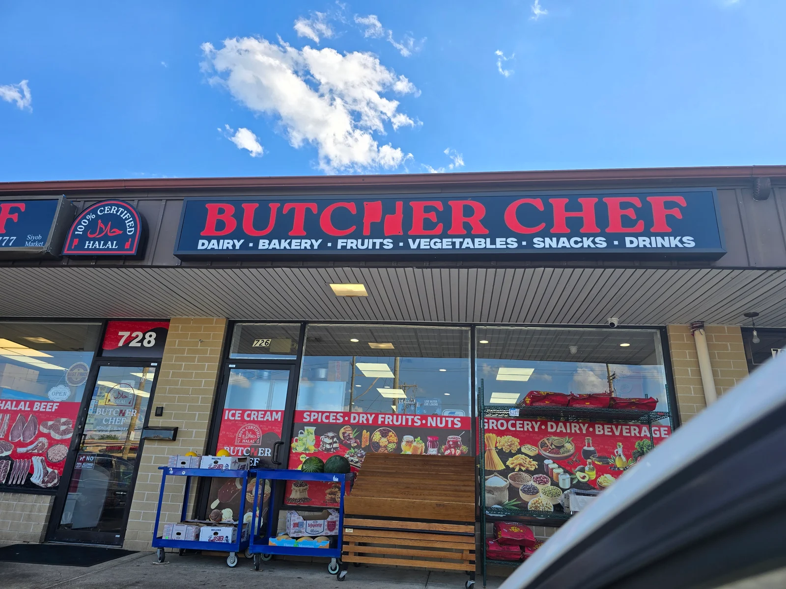 Butcher Chef storefront on Red Lion Road, with 728 visible above the entrance